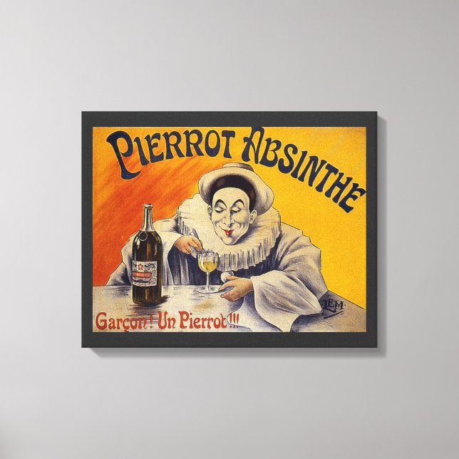 Lienzo Anuncio vintage de Absinthe francés de Pierrot (Anverso)