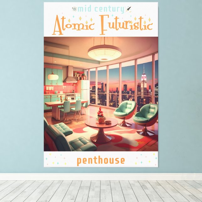 Lienzo Apartamento ático futurista atómico (Insitu (piso de madera))
