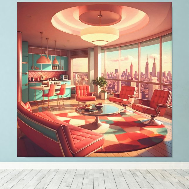 Lienzo Apartamento urbano futurista atómico (Insitu (piso de madera))
