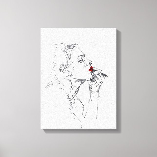 Lienzo Aplicación de lápiz labial rojo (Anverso)