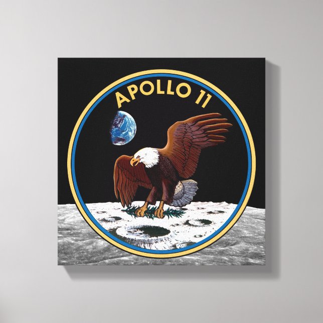 Lienzo Apolo 11 de la NASA Moon Landing Lunar Patch Insig (Anverso)