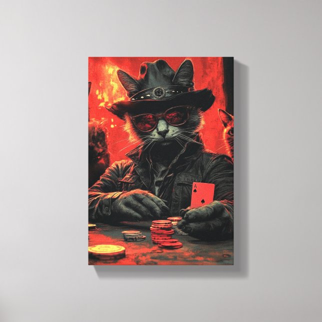 Lienzo Apostador caprichoso - Pintura felina juguetona (Anverso)