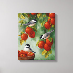 Lienzo Apple Harvest Chickadees 30"x20"
