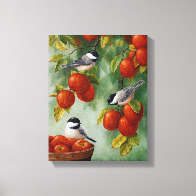 Lienzo Apple Harvest Chickadees 30"x20" (Anverso)