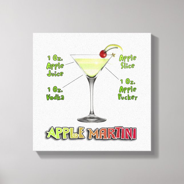 Lienzo Appletini - Apple Martini Cocktail Recipe 12"x12" (Anverso)