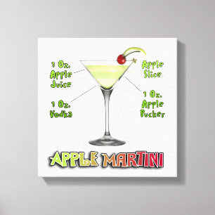 Lienzo Appletini - Apple Martini Cocktail Recipe 12"x12"