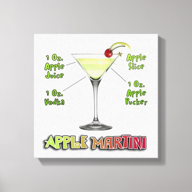 Lienzo Appletini - Apple Martini Cocktail Recipe 12"x12" (Anverso)