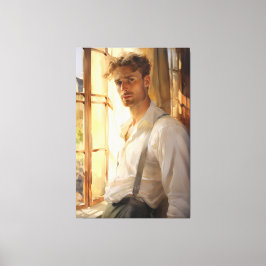 Lienzo Apreciación encantadora: acuarela de hombre joven