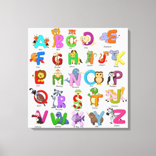 Lienzo Aprendizaje infantil Alphabet Animal Clipart (Anverso)
