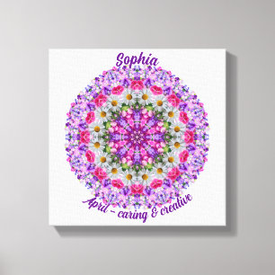 Lienzo April Birth Flower Personalized Daisy Mandala