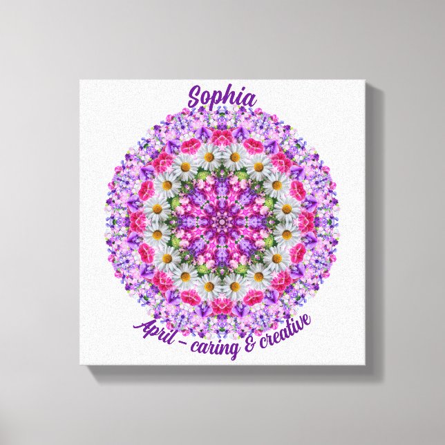 Lienzo April Birth Flower Personalized Daisy Mandala (Anverso)