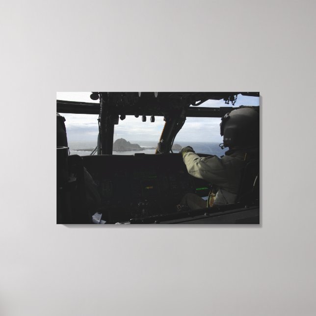 Lienzo Aproximación de tripulaciones aéreas a la isla de  (Anverso)