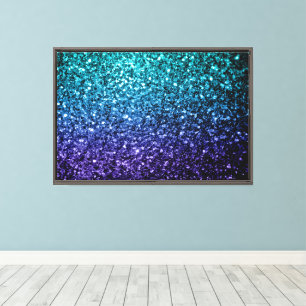 Lienzo Aqua azul Ombre falso brillo destellos
