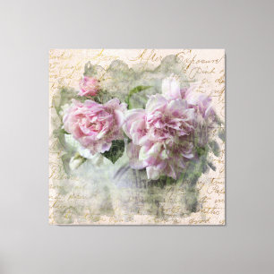 Lienzo ** AR23 Escritura a mano con peones florales en vi