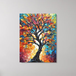 Lienzo Árbol abstracto con hojas coloridas