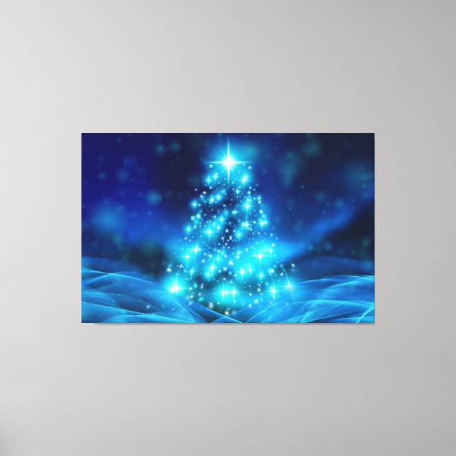 Lienzo Árbol azul brillante de Navidad (Anverso)