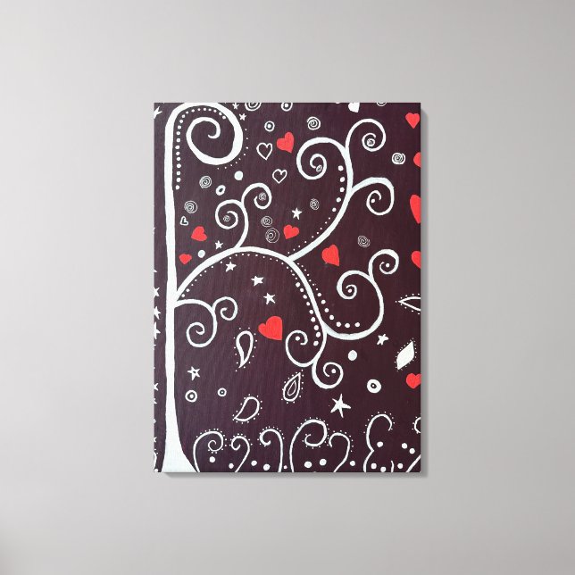 Lienzo Árbol con corazones de Michael Dooley (Anverso)