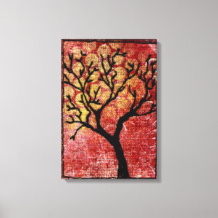 Lienzo Árbol cosido en la lona pintada - rojo