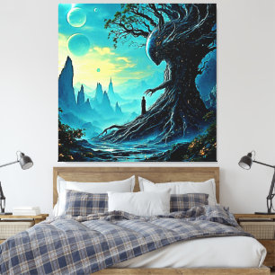Lienzo Árbol cósmico de la fantasía de la vida