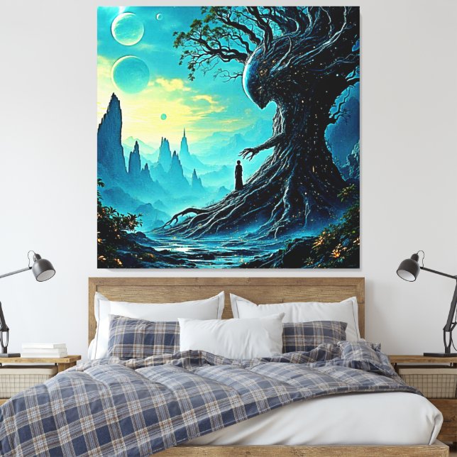 Lienzo Árbol cósmico de la fantasía de la vida (Insitu(Dormitorio))