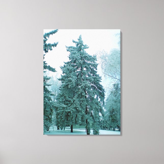 Lienzo Árbol de abeto de invierno con nieve (Anverso)