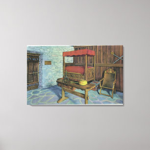 Lienzo Árbol de álamo antiguo de Lombardía y castillo