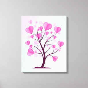 Lienzo Árbol de Amor Árbol de Corazones Pastel Rosa Acuar