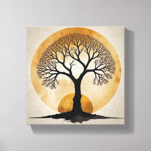 Lienzo Árbol de atardecer místico - Naturaleza y diseño e