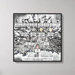 Lienzo Árbol de familia negra digital moderna de cuatro g