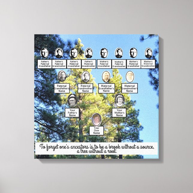 Lienzo Árbol de familia Pine Forest Cuatro Generaciones d (Anverso)
