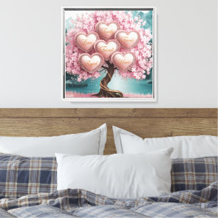 Lienzo Árbol de flores de cerezo 3D con Purpurina y entre