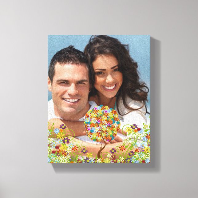 Lienzo Árbol de hadas de hadas floridas encantado (Anverso)