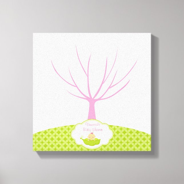 Lienzo Árbol de huellas dactilares Baby Shower Guestbook  (Anverso)
