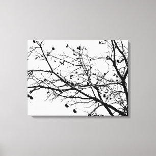 Lienzo Árbol de invierno negro y blanco