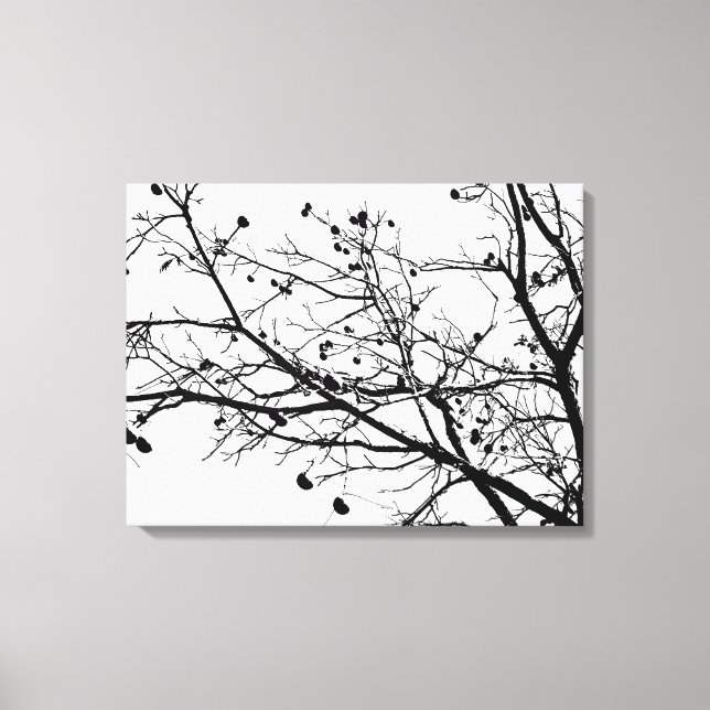 Lienzo Árbol de invierno negro y blanco (Anverso)