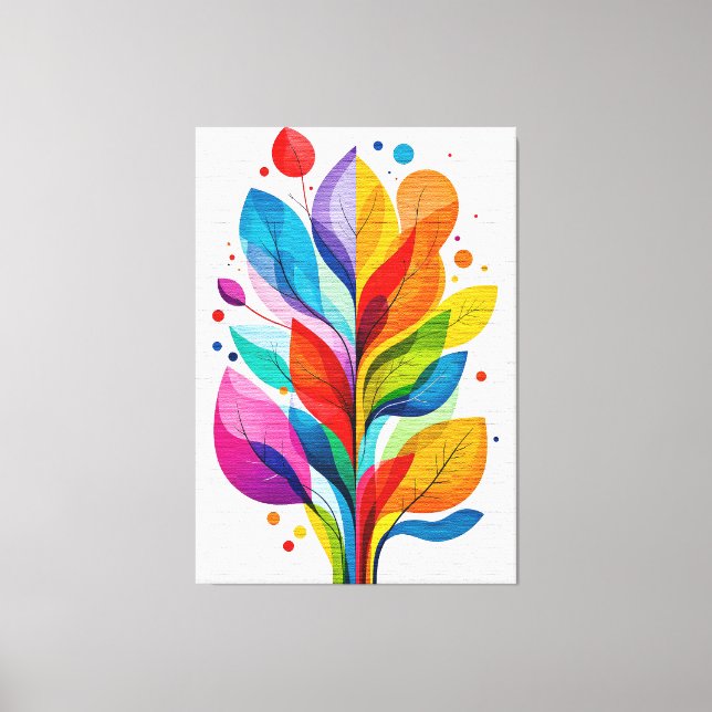 Lienzo Árbol De La Vida Botánico Abstracto Vibrante Y Col (Anverso)