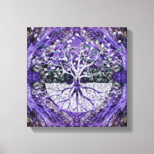 Lienzo Árbol de la vida de plata Yggdrasil en Geode