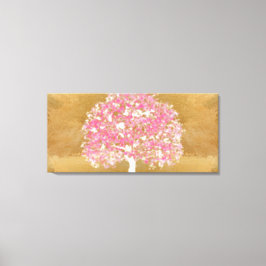 Lienzo Árbol de la Vida Rosa y Blanco en el Cielo