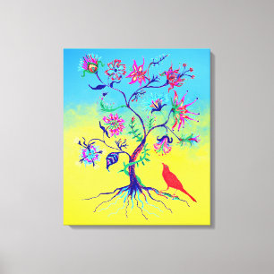 Lienzo Árbol de la vida y un pájaro