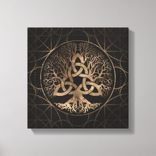 Lienzo Árbol de la vida - Yggdrasil con Triquetra
