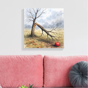 Lienzo Árbol de manzana roto acuarela