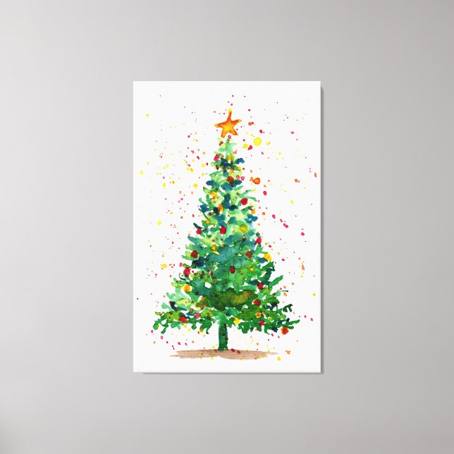 Lienzo Árbol de Navidad acuarela (Anverso)
