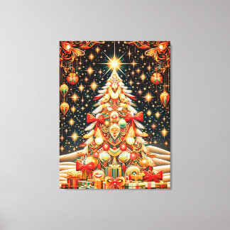 Lienzo Árbol de Navidad Alegre + Brillante Bajo un Cielo
