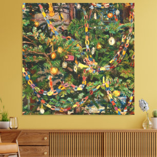 Lienzo Árbol de Navidad Antiguo Primer Plano