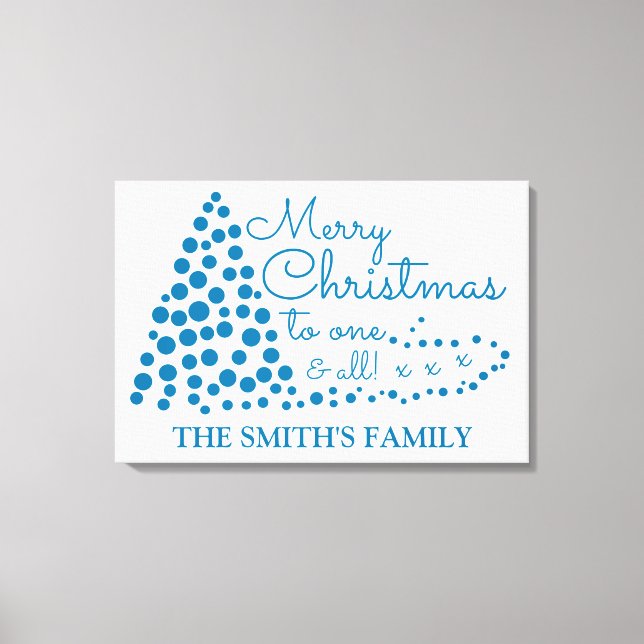 Lienzo Árbol de Navidad Azul, nombre de familia personali (Anverso)