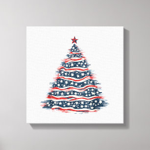 Lienzo Árbol de Navidad con Bandera Americana Patriótica