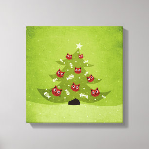Lienzo Árbol de navidad con los ornamentos del gato y de