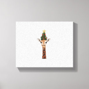 Lienzo Árbol de Navidad de jirafa linda Amantes de las ji