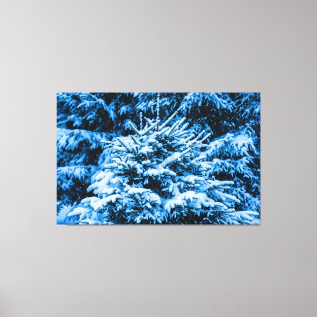 Lienzo Árbol de Navidad de Nieve en Invierno (Anverso)