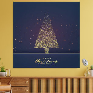 Lienzo Árbol de Navidad de oro moderno